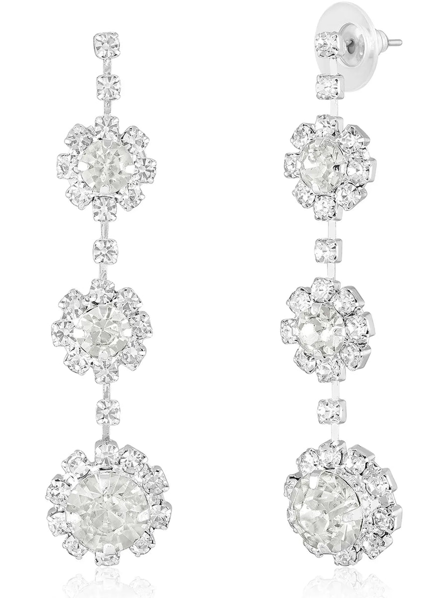 White necklace earrings bracelet set crafted from alloy, adorned with crystals & cubic zirconia for an elegant, timeless look | Peora

