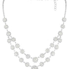 White necklace earrings bracelet set crafted from alloy, adorned with crystals & cubic zirconia for an elegant, timeless look | Peora
