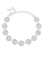 White necklace earrings bracelet set crafted from alloy, adorned with crystals & cubic zirconia for an elegant, timeless look | Peora

