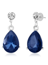 White-Blue necklace earrings set crafted from alloy, adorned with pearls cubic zirconia & crystal for an elegant, timeless look | Peora
