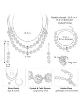 White necklace earrings bracelet ring set crafted from alloy, adorned with crystals & cubic zirconia for an elegant, timeless look | Peora
