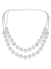 White necklace earrings bracelet ring set crafted from alloy, adorned with crystals & cubic zirconia for an elegant, timeless look | Peora
