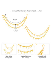 Gold earring chain crafted from alloy, adorned with beads for an elegant, timeless look | Peora
