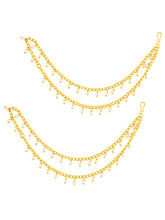 Gold earring chain crafted from alloy, adorned with beads for an elegant, timeless look | Peora
