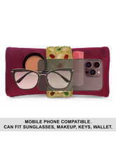 Maroon clutch bag named Stylish Classic Envelope Clutch, featuring faux emerald detailing and soft fabric texture | Peora
