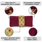 Maroon clutch bag named Stylish Classic Envelope Clutch, featuring faux emerald detailing and soft fabric texture | Peora
