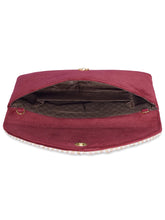 Brown clutch bag named Gilded Glamour Evening Hand Clutch, featuring artificial beads detailing and soft fabric texture | Peora
