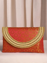 Maroon clutch bag named Twilight Gleam Foldover Clutch, featuring pearl detailing and soft fabric texture | Peora
