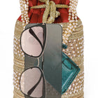 Maroon potli bag named Sequin & Pearl Embellished Potli Bag, featuring faux pearl detailing and soft fabric texture | Peora
