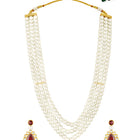 Maroon necklace earrings set crafted from alloy, adorned with kundan & beads for an elegant, timeless look | Peora
