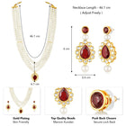Maroon necklace earrings set crafted from alloy, adorned with kundan & beads for an elegant, timeless look | Peora
