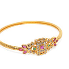 Minimalistic Traditional Floral Bangle in Rani Pink Green featuring Faux Ruby bangle set 

