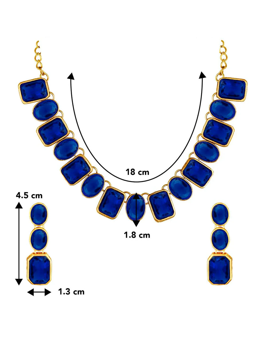 Square Crystal Necklace Set by Peora | Glamorous Fashion Jewellery for Women

