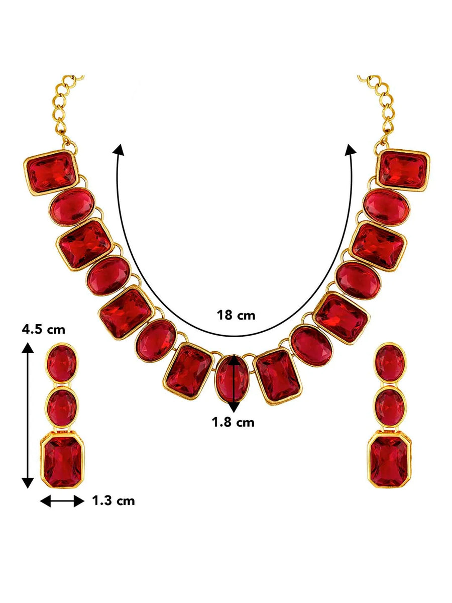 Square Crystal Necklace Set by Peora | Glamorous Fashion Jewellery for Women

