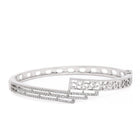 Contemporary Twist Cuff Bracelet in Silver featuring Cubic Zirconia kada bracelet  
