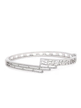 Contemporary Twist Cuff Bracelet in Silver featuring Cubic Zirconia kada bracelet  
