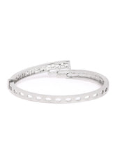 Contemporary Twist Cuff Bracelet in Silver featuring Cubic Zirconia kada bracelet  
