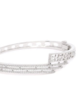 Contemporary Twist Cuff Bracelet in Silver featuring Cubic Zirconia kada bracelet  
