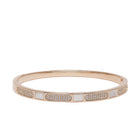 Modern Linear Segment Kada Bracelet  in Gold featuring Cubic Zirconia kada bracelet  
