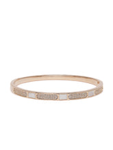 Modern Linear Segment Kada Bracelet  in Gold featuring Cubic Zirconia kada bracelet  
