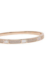 Modern Linear Segment Kada Bracelet  in Gold featuring Cubic Zirconia kada bracelet  
