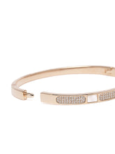 Modern Linear Segment Kada Bracelet  in Gold featuring Cubic Zirconia kada bracelet  
