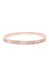 Modern Linear Segment Kada Bracelet  in Rose Gold featuring Cubic Zirconia kada bracelet  
