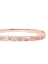 Modern Linear Segment Kada Bracelet  in Rose Gold featuring Cubic Zirconia kada bracelet  
