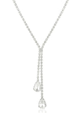 Silver necklace earrings set crafted from alloy, adorned with crystals & cubic zirconia for an elegant, timeless look | Peora
