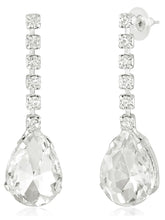 Silver necklace earrings set crafted from alloy, adorned with crystals & cubic zirconia for an elegant, timeless look | Peora
