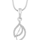 Modern Romance CZ Leafy Pendant Set by Peora. Silver pendant set with leafy designs, with earrings & CZ stones.