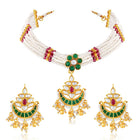 Multicolour Short Necklace Set by Peora | Vibrant Fashion Jewellery

