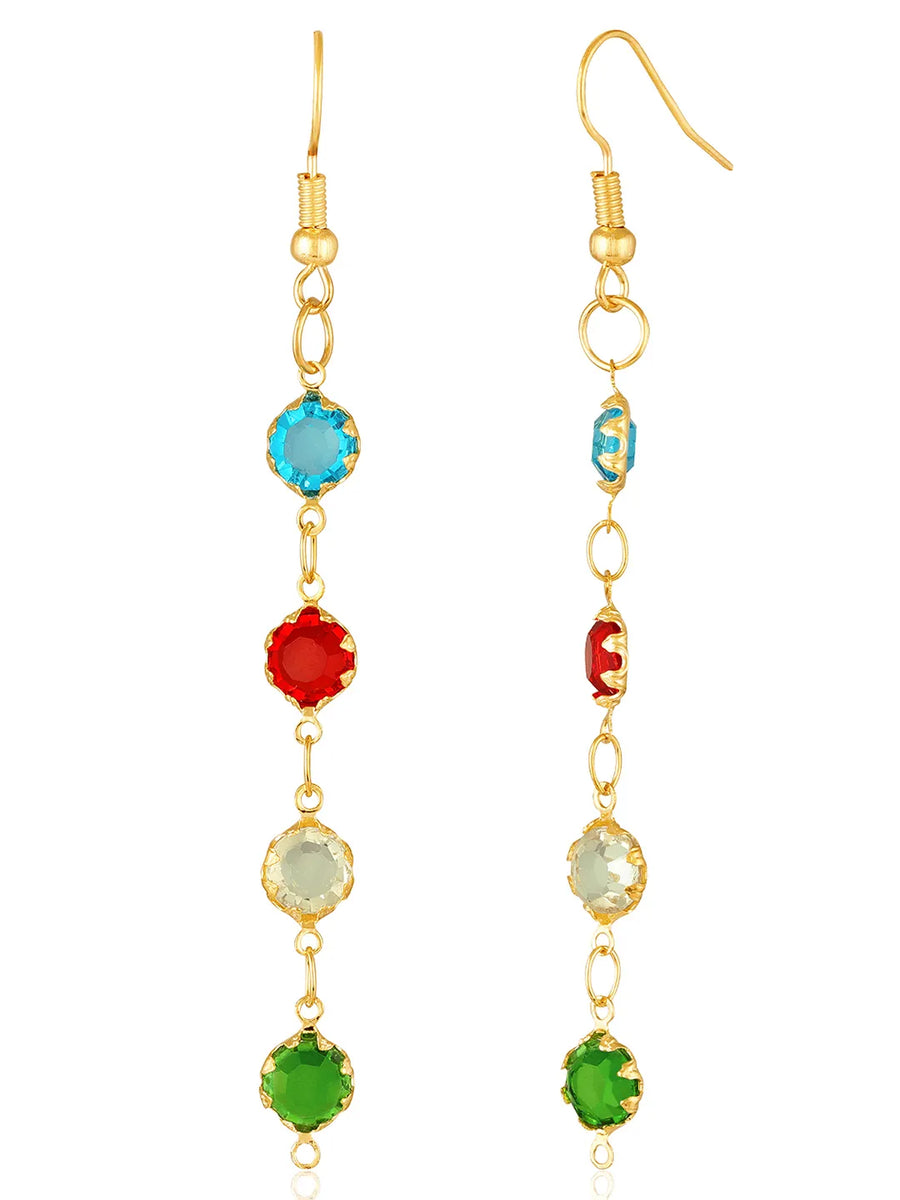 Multi necklace earrings bracelet set crafted from alloy, adorned with faux kundan for an elegant, timeless look | Peora
