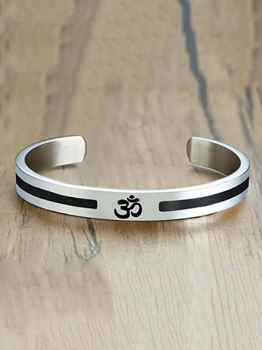 Om Symbol Stainless Steel Kada Bracelet