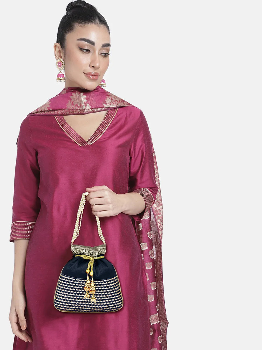 Regal Loom Pearl Drop Potli Bag