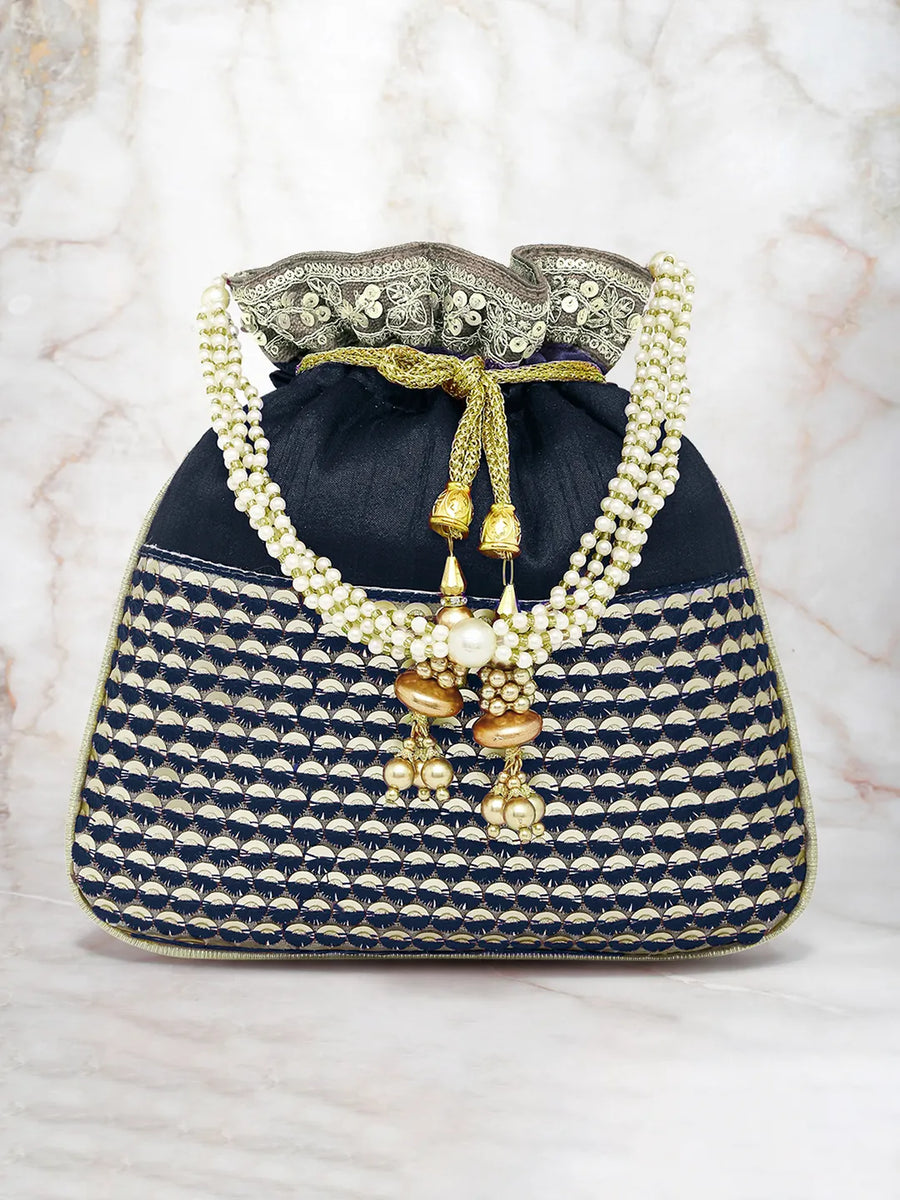 Regal Loom Pearl Drop Potli Bag