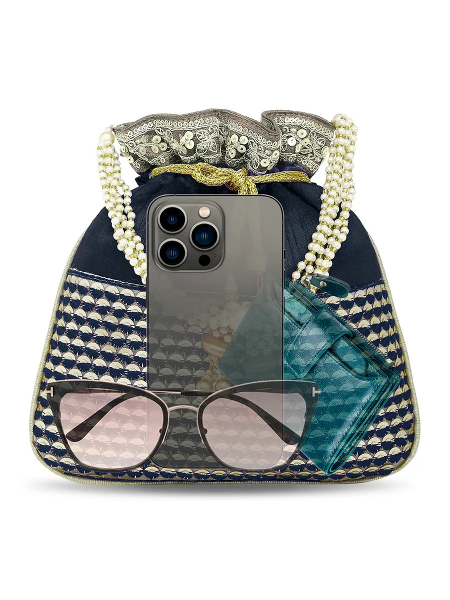 Regal Loom Pearl Drop Potli Bag