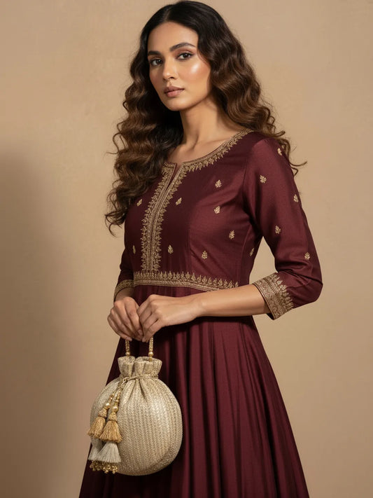 Graceful Evening Elegance Potli Bag - Gold