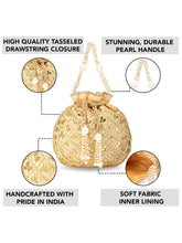 Gather the Glam Cream Colour Potli Bag