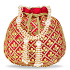 Chic Luxe Glitter Sequin Potli Bag - Red