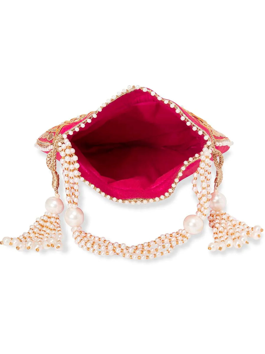 Chic Luxe Glitter Sequin Potli Bag - Rani Pink