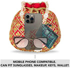 Chic Luxe Glitter Sequin Potli Bag - Red