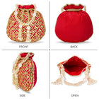 Chic Luxe Glitter Sequin Potli Bag - Red
