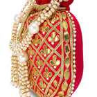 Chic Luxe Glitter Sequin Potli Bag - Red