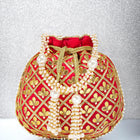 Chic Luxe Glitter Sequin Potli Bag - Red