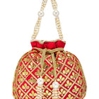 Chic Luxe Glitter Sequin Potli Bag - Red