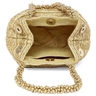 Cream Beaded Handle Embroidered Potli Bag
