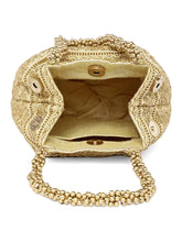 Cream Beaded Handle Embroidered Potli Bag