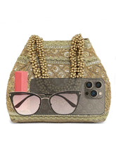 Gold Beaded Handle Embroidered Potli Bag
