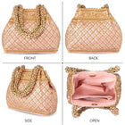 Peach Beaded Handle Embroidered Potli Bag
